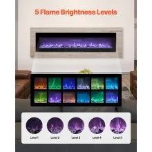 60 inch Electric Fireplace Wall Mounted Recessed with Remote Control 1500W