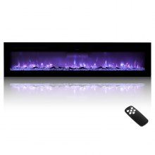 60 inch Electric Fireplace Wall Mounted Recessed with Remote Control 1500W
