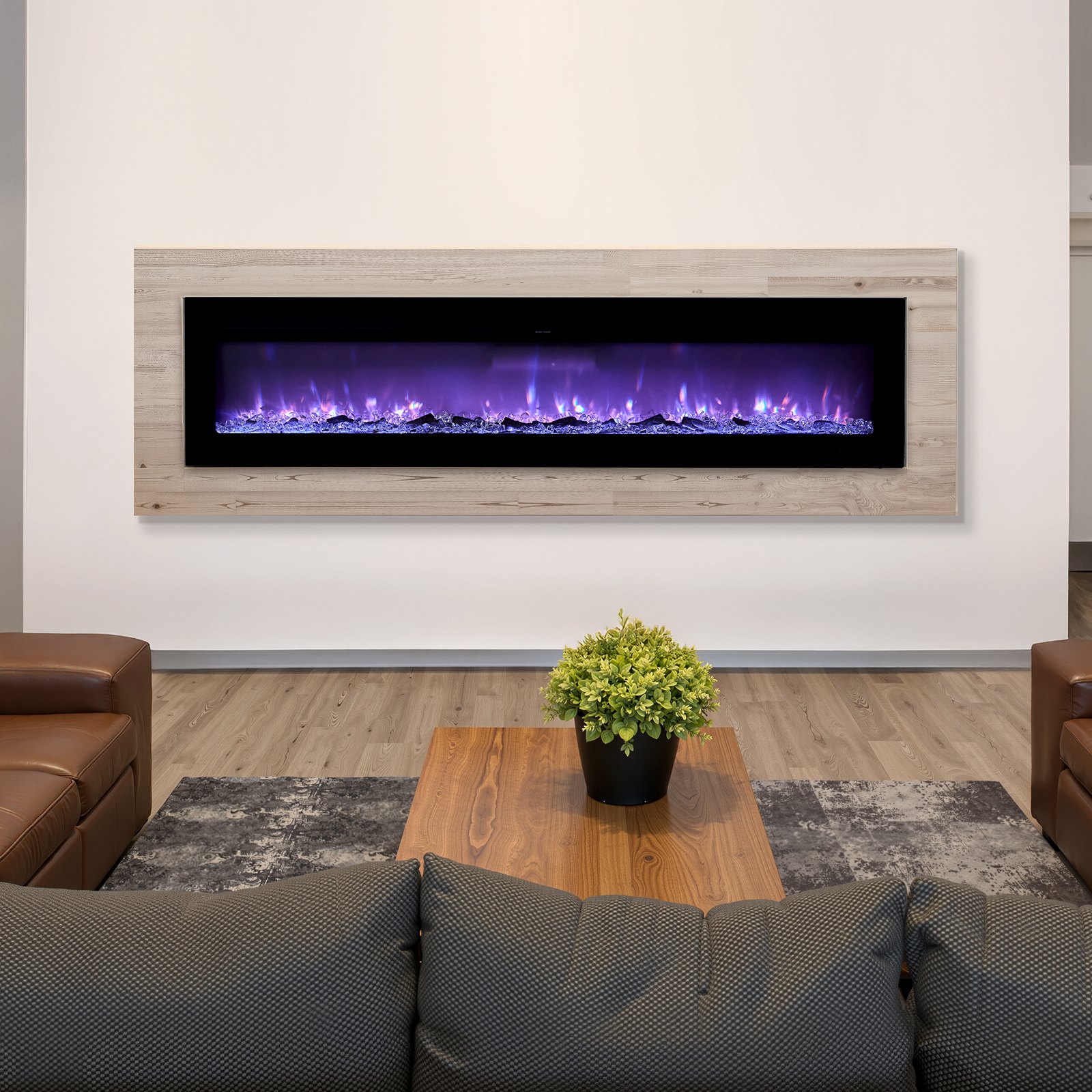 VEVOR 60 inch Electric Fireplace, Wall Mounted Recessed Fire Place with Remote Control, Timer, 1500W, Adjustable Flame Color Brightness, Touch Screen, Overheat Protection, for Living Room,Bedroom