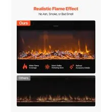 Chimenea eléctrica de pared empotrada de 72 pulgadas con control remoto de 1500 W