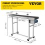VEVOR Belt Conveyor 59 x 7.8 inch Conveyor Table Heavy Duty Stainless Steel Motorized Belt Conveyor for Inkjet Coding Applications Powered Rubber PVC Belt Anti Static (One Guardrail)