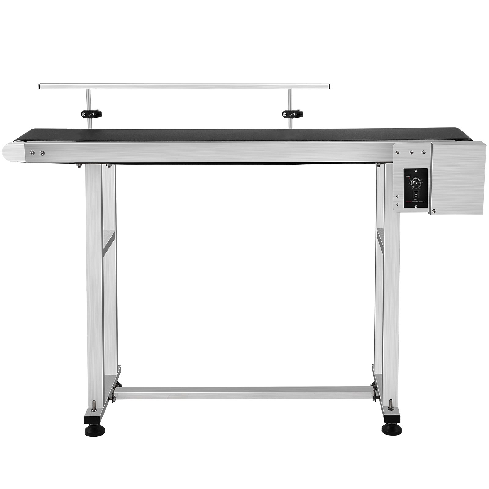 VEVOR Belt Conveyor 59 x 7.8 inch Conveyor Table Heavy Duty Stainless Steel Motorized Belt Conveyor for Inkjet Coding Applications Powered Rubber PVC Belt Anti Static (One Guardrail)
