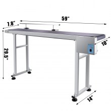 VEVOR 220V PVC Belt Electric Conveyor Machine Single Guardrail 59"x7.8" Electric Laser Printing Code Conveyor Belt