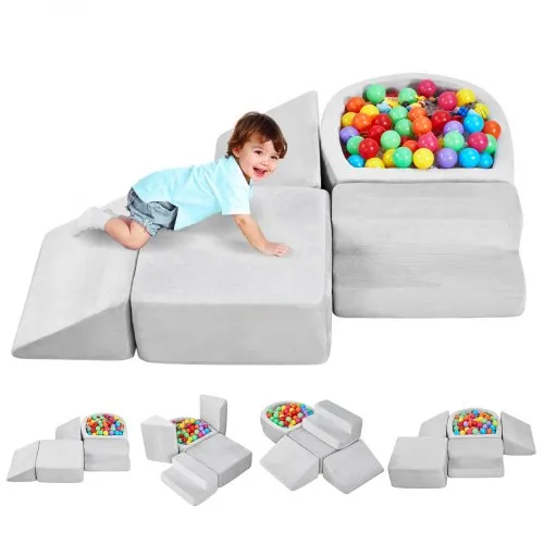 VEVOR Climbing Toys, 5-Piece Set, Foam Climbing Blocks for Toddlers 6 Months to 3 Years, Baby Climbing Blocks with Ball Pit (Balls Not Included), Indoor Climb and Crawl Activity Playset for Crawling