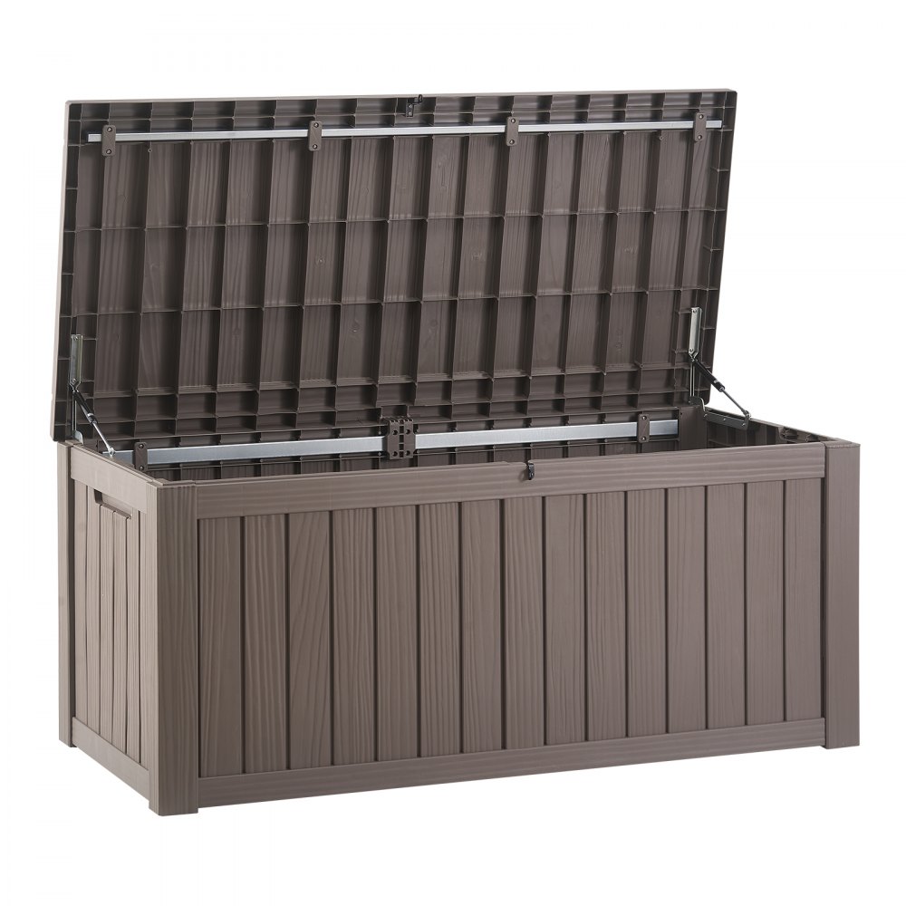 VEVOR Outdoor Storage Box, 120 Gallon Resin Deck Box, Lockable Backyard Toy and Towel Storage Cabinet Waterproof, for Patio Furniture Cushions, Garden Tools, Pool Supplies & Package Delivery (Grey)