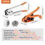 VEVOR Banding Strapping Kit with Strapping Tensioner Tool, Banding Sealer Tool, 328 ft Length PP Band, 100 Metal Seals, Pallet Packaging Strapping Banding Kit, Banding Packaging Strapping for Packing