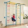 VEVOR Indoor Jungle Gym for Toddlers, 7-in-1 Climbing Playset with Carbon Steel Swedish Ladder, Wall Ladder, Pull-Up Bar, Rope Ladder, and Gymnastic Rings, Supports 220 lbs, Multicolor