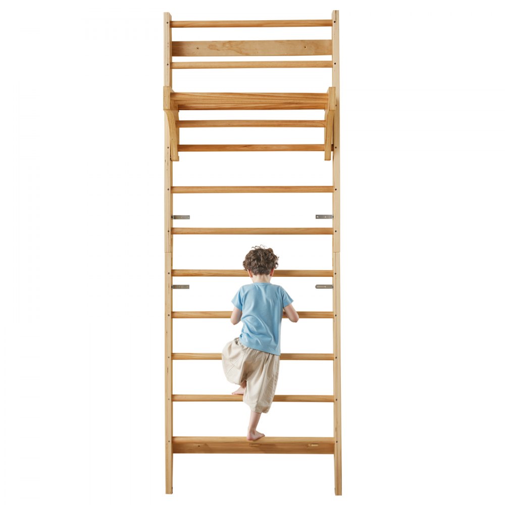 Swedish Ladder Wall Gym 10-Level Wooden Indoor Playground Climbing Toys