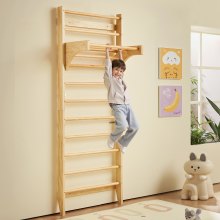 VEVOR Swedish Ladder Wall Gym 10-Level Wooden Indoor Playground Climbing Toys