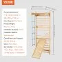 VEVOR Swedish Ladder Wall Gym, 5 in 1 Wooden Indoor Playground Climbing Toys, 220 lbs Load Capacity Swedish Wall Ladder with Pull-Up Bar, Gymnastic Rings, Wall Ladder, Rope Ladder, and Slide Board