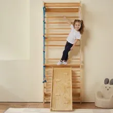 VEVOR Swedish Ladder Wall Gym 5 in 1 Wooden Indoor Playground Climbing Toys
