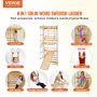 VEVOR Swedish Ladder Wall Gym 8 in 1 Wooden Indoor Playground Climbing Toys