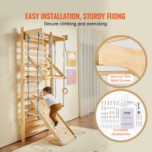 VEVOR Swedish Ladder Wall Gym 8 in 1 Wooden Indoor Playground Climbing Toys