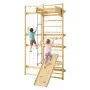 VEVOR Swedish Ladder Wall Gym, 8-in-1 12-Level Solid Wood Gymnastic Stall Bars for Kids Adults, 220LBS Indoor Jungle Gym Playset with Climbing Board, Gym Rings, Pull-Up Bar, Wall Ladder, Slide, Swing
