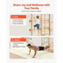 VEVOR Swedish Ladder Wall Gym 8-in-1 15-Level Solid Wood Gymnastic Stall Bars