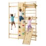 VEVOR Swedish Ladder Wall Gym, 9-in-1 12-Level Solid Wood Gymnastic Stall Bars for Kids Adults, 220LBS Indoor Jungle Gym with Rock Climbing Wall, Gym Rings, Pull-Up Bar, Climbing Board, Slide, Swing