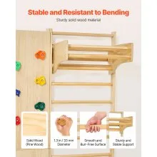 VEVOR Swedish Ladder Wall Gym 9-in-1 17-Level Solid Wood Gymnastic Stall Bars