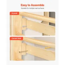 VEVOR Swedish Ladder Wall Gym 9-in-1 17-Level Solid Wood Gymnastic Stall Bars