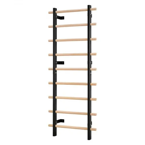 VEVOR Swedish Ladder Wall Gym, 9-Level Swedish Ladder Suspension Trainer, 330LBS Loading Solid Wood + Carbon Steel Gymnastics Stall Bars for Adult, Compatible with 3.15" x 3.15" Power Rack Accessories