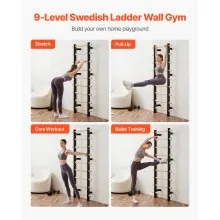 VEVOR Swedish Ladder Wall Gym 9-Level 330LBS Swedish Ladder Suspension Trainer