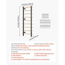 VEVOR Swedish Ladder Wall Gym 9-Level 330LBS Swedish Ladder Suspension Trainer