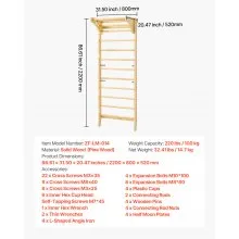 VEVOR Swedish Ladder Wall Gym 2-in-1 10-Level 220 LBS Loading Indoor Jungle Gym