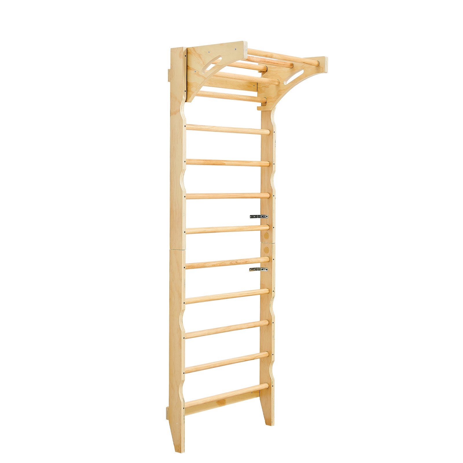 VEVOR Swedish Ladder Wall Gym, 2-in-1 10-Level Indoor Jungle Gym, 220LBS Loading Solid Wood Gymnastic Stall Bars for Kids & Adults, Indoor Playground Climbing Playset with Pull-Up Bar, Wall Ladder