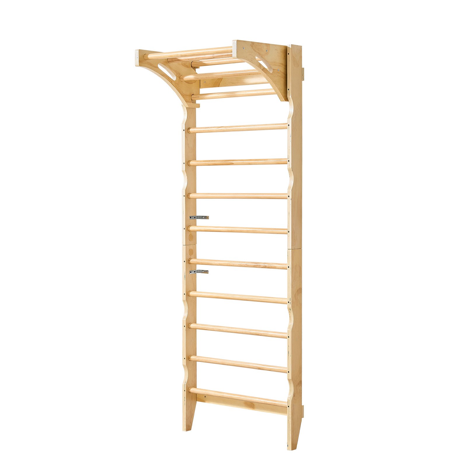 VEVOR Swedish Ladder Wall Gym, 2-in-1 10-Level Indoor Jungle Gym, 220LBS Loading Solid Wood Gymnastic Stall Bars for Kids & Adults, Indoor Playground Climbing Playset with Pull-Up Bar, Wall Ladder