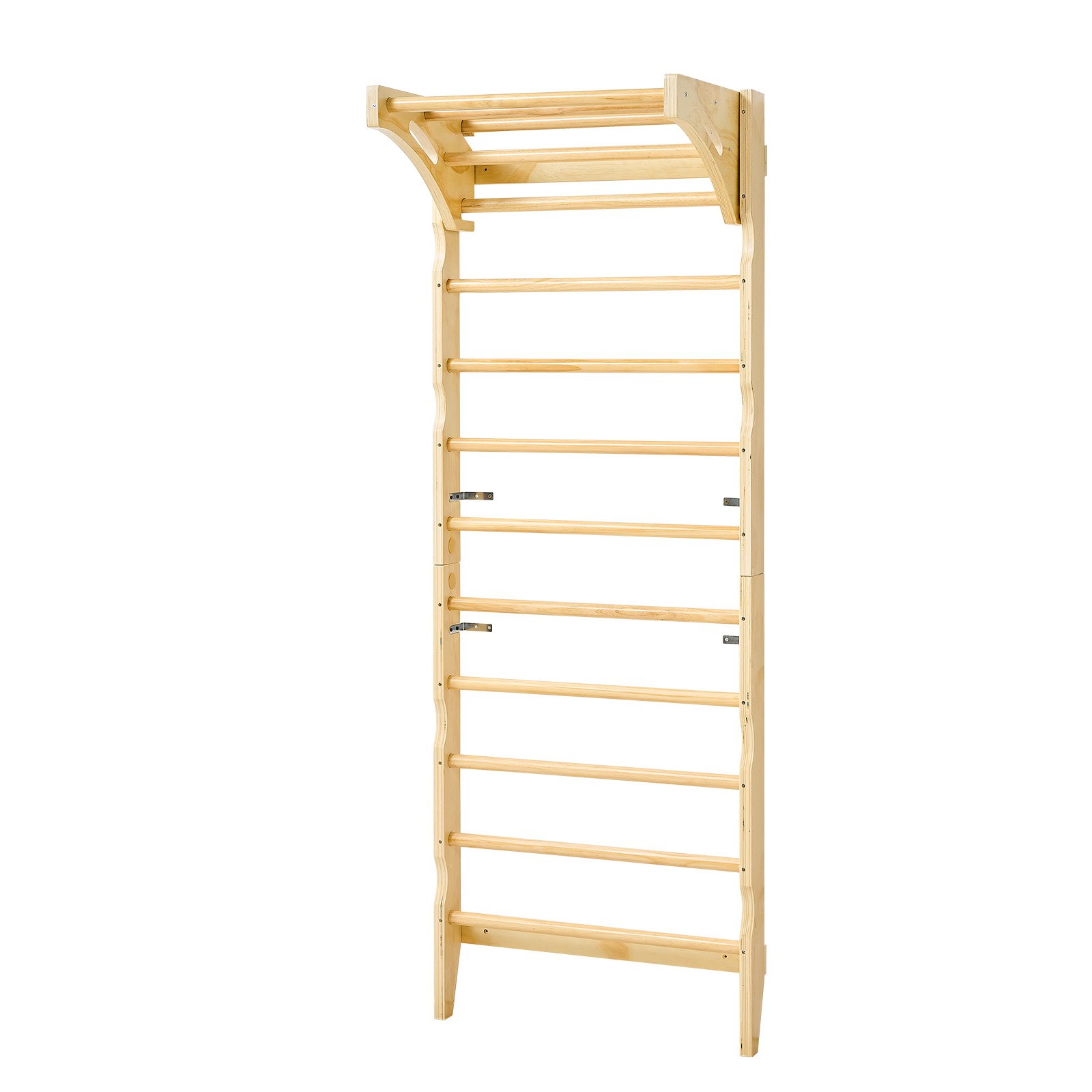 VEVOR Swedish Ladder Wall Gym, 2-in-1 10-Level Indoor Jungle Gym, 220LBS Loading Solid Wood Gymnastic Stall Bars for Kids & Adults, Indoor Playground Climbing Playset with Pull-Up Bar, Wall Ladder