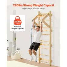 VEVOR Swedish Ladder Wall Gym 4-in-1 8-Level 220LBS Loading Indoor Jungle Gym