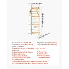 VEVOR Swedish Ladder Wall Gym 4-in-1 8-Level 220LBS Loading Indoor Jungle Gym