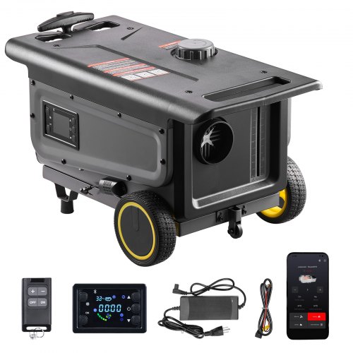VEVOR Diesel Heater, 5-8KW, DC 12V/24V, All in One Portable Diesel Air Heater with Bluetooth APP Control, Remote Control and LCD Screen, Trolley Design, 5 L Fuel Tank for Trucks, Vans, RVs, Campers