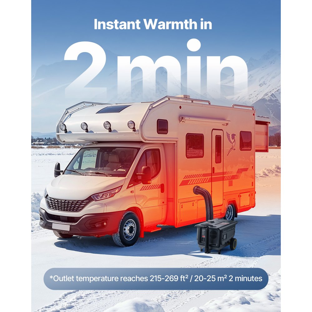 VEVOR Diesel Heater, 5-8KW, DC 12V/24V, All in One Portable Diesel Air Heater with Bluetooth APP Control, Remote Control and LCD Screen, Trolley Design, 5 L Fuel Tank for Trucks, Vans, RVs, Campers