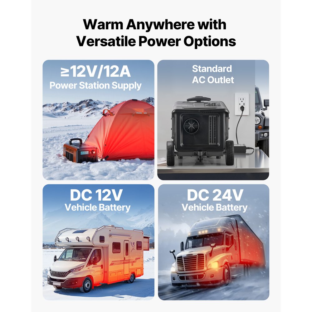VEVOR Diesel Heater, 5-8KW, DC 12V/24V, All in One Portable Diesel Air Heater with Bluetooth APP Control, Remote Control and LCD Screen, Trolley Design, 5 L Fuel Tank for Trucks, Vans, RVs, Campers