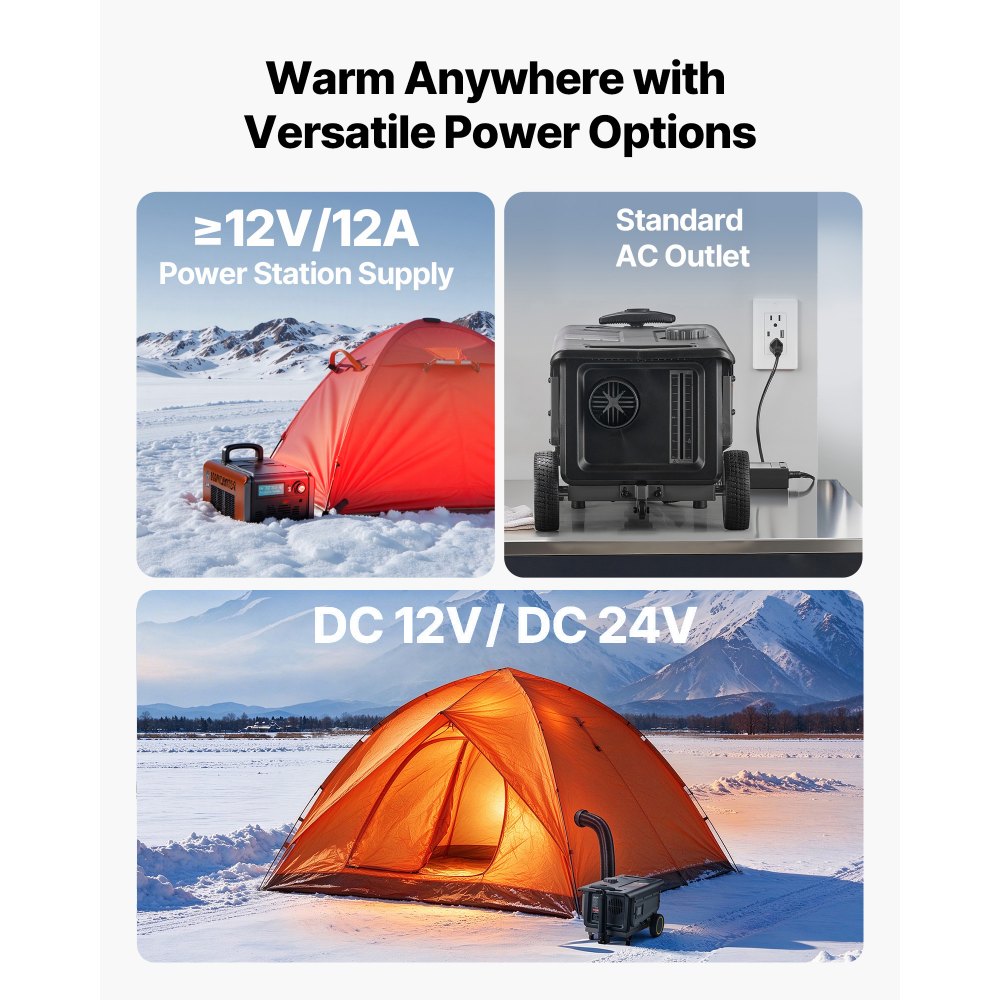 VEVOR Diesel Heater, 8KW, DC 12V/24V, All in One Portable Diesel Air Heater with Bluetooth APP Control, Remote Control and LCD Screen, Trolley Design, 5 L Fuel Tank