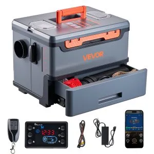 VEVOR Diesel Heater, 8KW, DC 12V/24V, All in One Portable Diesel Air Heater with Bluetooth APP Control, Remote Control and LCD Screen, 1.3 Gal Fuel Tank for Trucks, Vans, RVs, Campers, and Garages