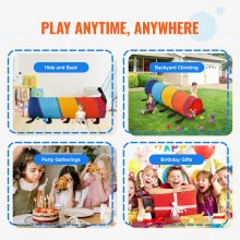 VEVOR Kids Lektunneltält för småbarn, Färgglad Pop Up Caterpillar Crawl Tunnel-leksak för bebis eller husdjur, hopfällbar present för pojke och flicka Lektunnel inomhus och utomhus, Flerfärgad