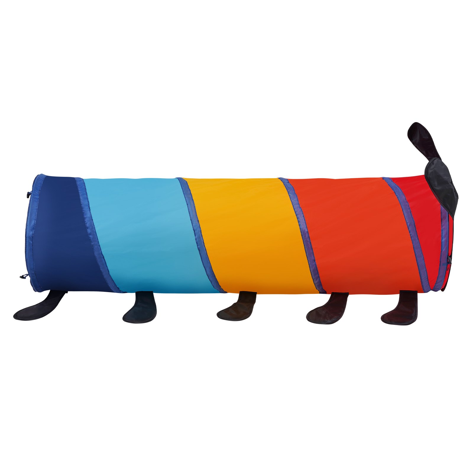 VEVOR kids play tunnel in vibrant rainbow colors with playful legs and ears.