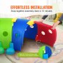 VEVOR Caterpillar Tunnel for Kids, Outdoor Indoor Climb and Crawl Through, Play Equipment for Toddler,Boys,Girls,Baby 3-6, 4 Sections, for Daycare, Preschool, Playground, Multicolor