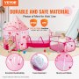 VEVOR 3 in 1 Kids Play Tent with Tunnel for Girls, Princes, Boys, Babies and Toddlers, Indoor/Outdoor Pop Up Playhouse with Carrying Bag & Banding Straps as Birthday Gifts, Magenta Color