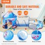 VEVOR 3 in 1 Kids Play Tent with Tunnel for Boys, Girls, Babies and Toddlers, Indoor/Outdoor Pop Up Playhouse with Carrying Bag & Banding Straps Birthday Gifts, Royal Blue Color Rocket Theme