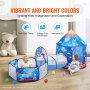 VEVOR kids play tent with vibrant colors, three-stage combination, and interactive play tunnel.