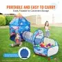 VEVOR 3 in 1 Kids Play Tent with Tunnel for Boys, Girls, Babies and Toddlers, Indoor/Outdoor Pop Up Playhouse with Carrying Bag & Banding Straps Birthday Gifts, Royal Blue Color Rocket Theme