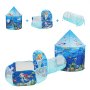 VEVOR kids play tent with ocean-themed castle, ball pit, and tunnel for indoor and outdoor fun.