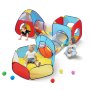 VEVOR 5 in 1 Kids Play Tent with Tunnel, Basketball Hoop for Boys, Girls, Babies and Toddlers, Indoor/Outdoor Pop Up Playhouse with Carrying Bag & Banding Straps Birthday Gifts, Red/Yellow/Blue