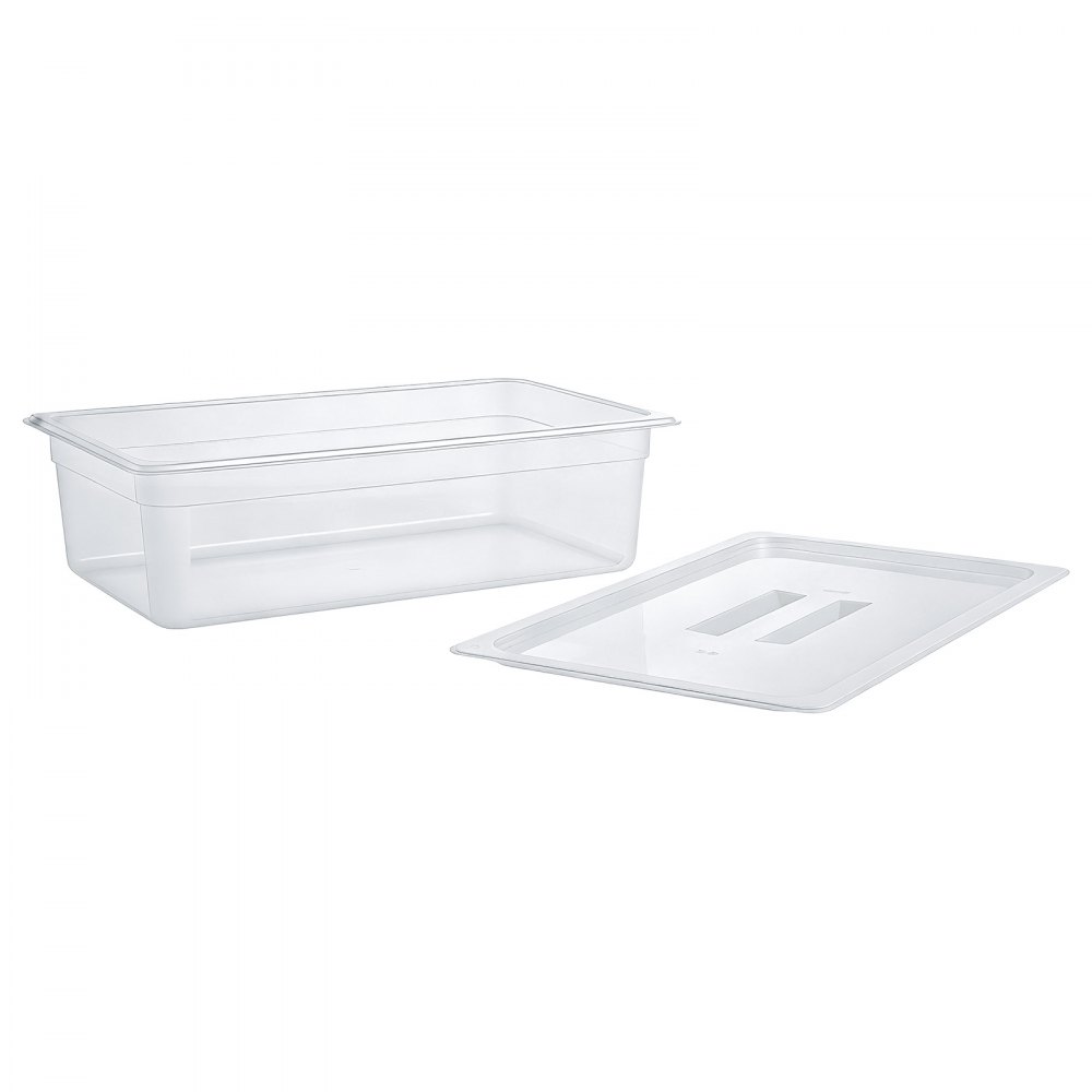VEVOR 4-Pack Polypropylene Food Pans, Full Size, 6" Deep, Lid, Prep Table for Restaurants, Buffets and Salad Bars, Commercial Food Storage Containers, Dishwasher Compatible, Stackable, Scale Markings