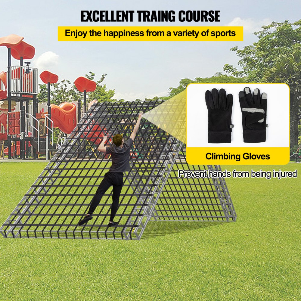 VEVOR Red de carga para escalada, red de escalada para patio de juegos de 12 x 12 pies, material de poliéster, escalera de cuerda, columpio, red de carga militar grande para niños y adultos, interior y exterior, casa en el árbol, gimnasios en la jungla