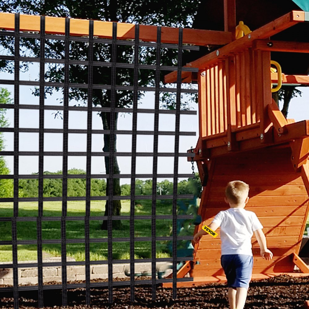 VEVOR Climbing Cargo Net, 11' x 6' Playground Climbing Net, Polyester Material, Ladder, Swingset, Large Military Climbing Cargo Net for Kids & Adult, Indoor & Outdoor, Treehouse, Jungle Gyms