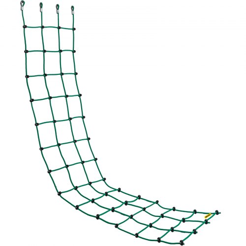 VEVOR Climbing Cargo Net, 30" x 150" Climbing Net, Polyester Playground Climbing Cargo Net, Rope Ladder, Swingset, Large Military Climbing Cargo Net for Kid & Adult, Indoor & Outdoor, Treehouse, Green