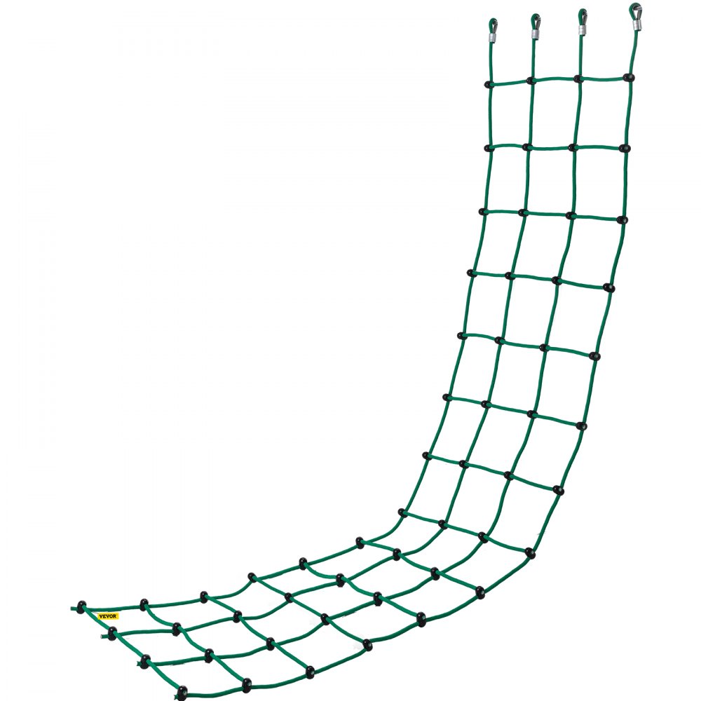 VEVOR Climbing Cargo Net, 30" x 150" Climbing Net, Polyester Playground Climbing Cargo Net, Rope Ladder, Swingset, Large Military Climbing Cargo Net for Kid & Adult, Indoor & Outdoor, Treehouse, Green